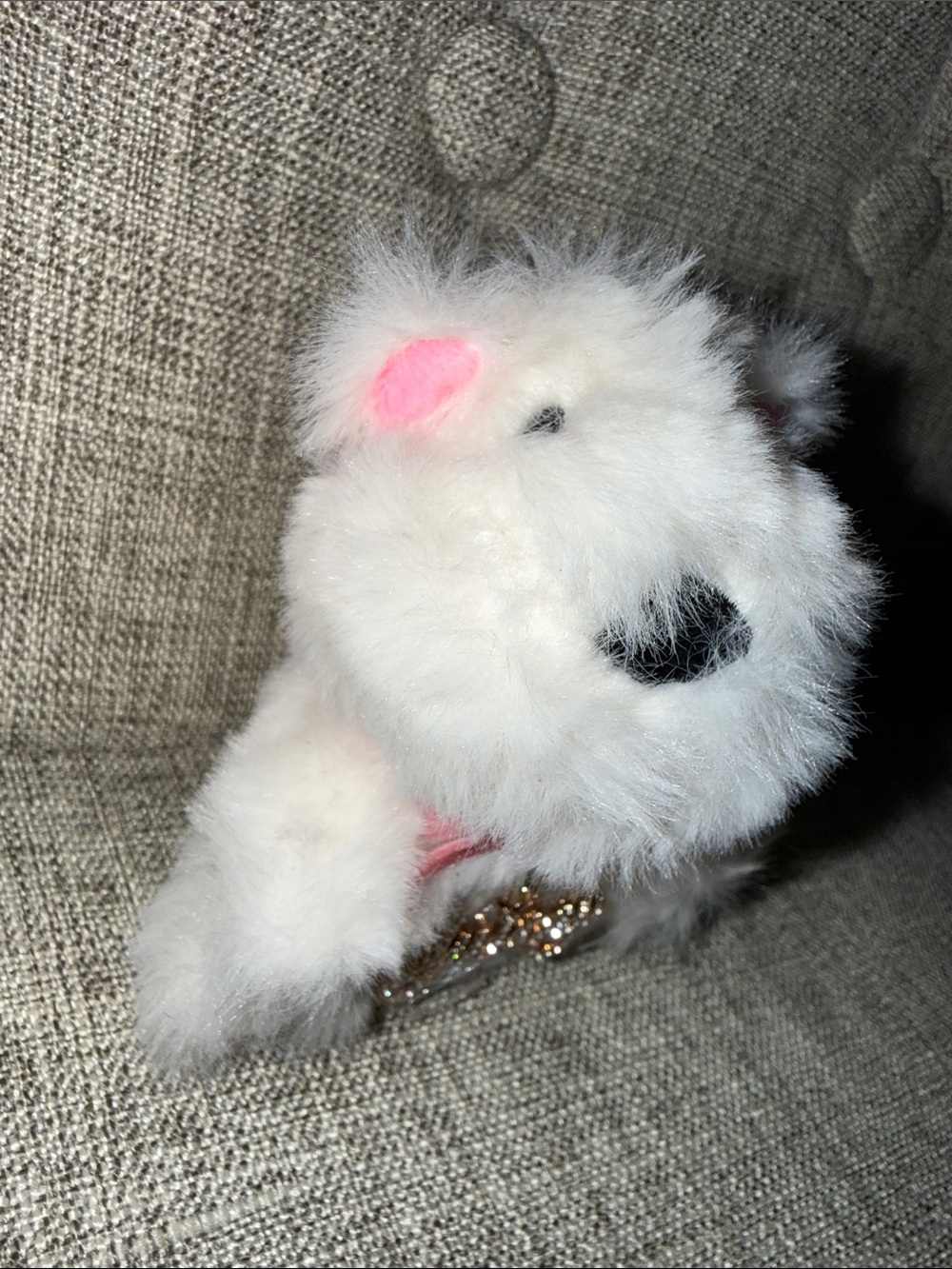NWOT Juicy bag key charm Plush Small Toy - White with Pink Accent
